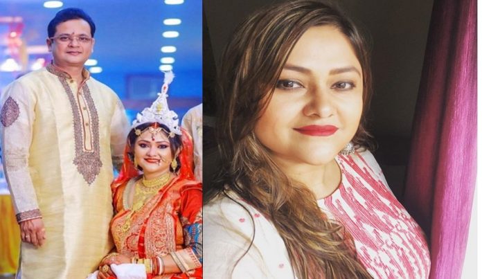 লাল বেনারসির সঙ্গে ভারী গয়নার সাজ, নতুন করে বিয়ের সাজে কণীনিকা